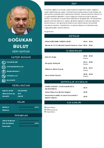 Gemi Kaptanı CV Örnekleri cv indir
